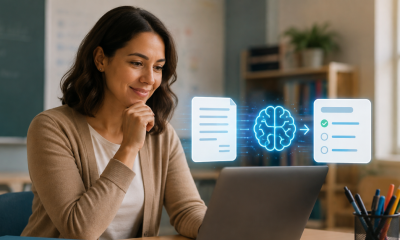 A teacher using an AI tool to build a quiz in minutes.