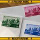AI-Generated article illustration (GPT Image 2): three overlapping white envelopes carry Shakespeare stamps labeled 'CLAUDE', 'CHATGPT' and 'GEMINI' in pink, green and blue, resting on a wooden surface. A yellow-and-black warning-style border surrounds the scene, reading 'AI FANTASY INSIDE' and 'REALITY OUTSIDE', with black arrows and striped corner markings.