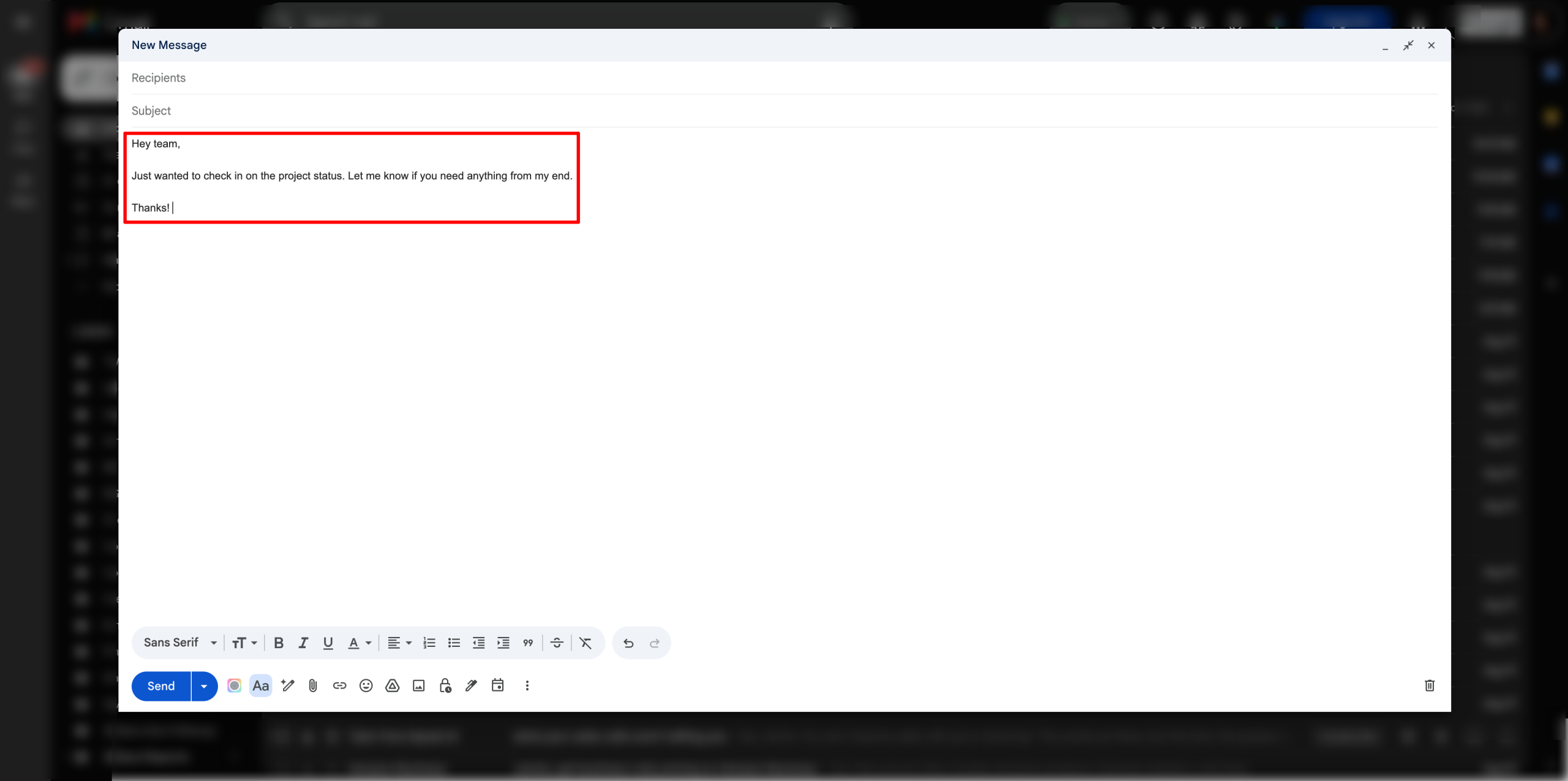 Transcribing an email with Voicy AI.