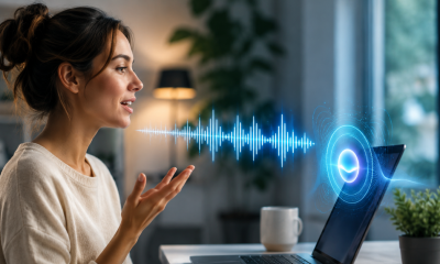 A woman who replaced her keyboard with her voice (AI).