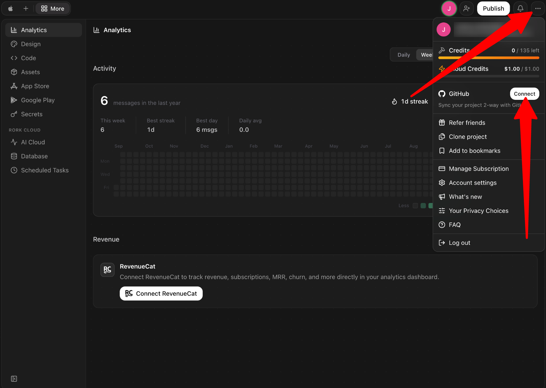 Connecting an app made with Rork to GitHub.