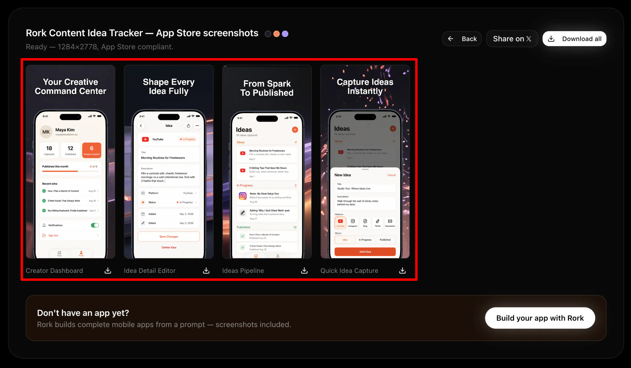 App Store screenshots generated with Rork's Screenshot Studio.