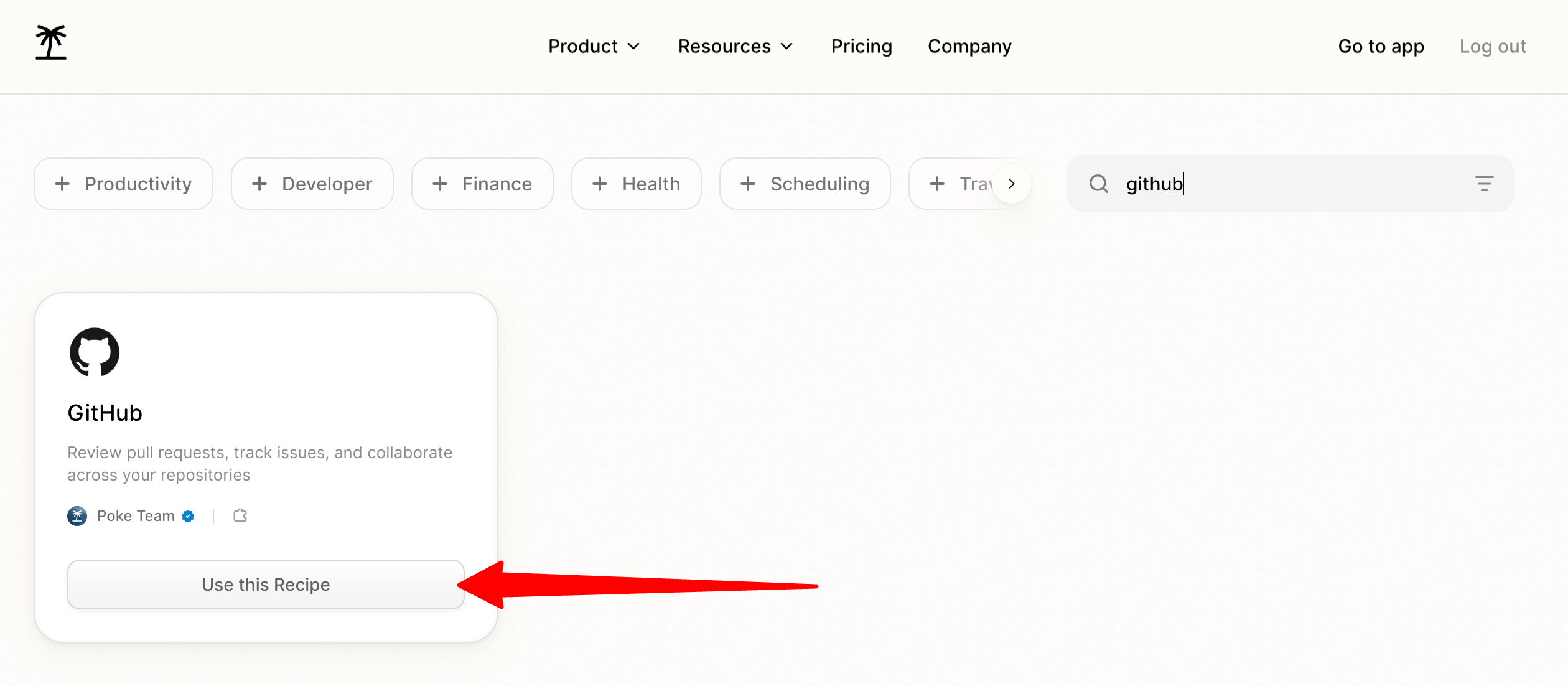 Linking GitHub to Poke AI.