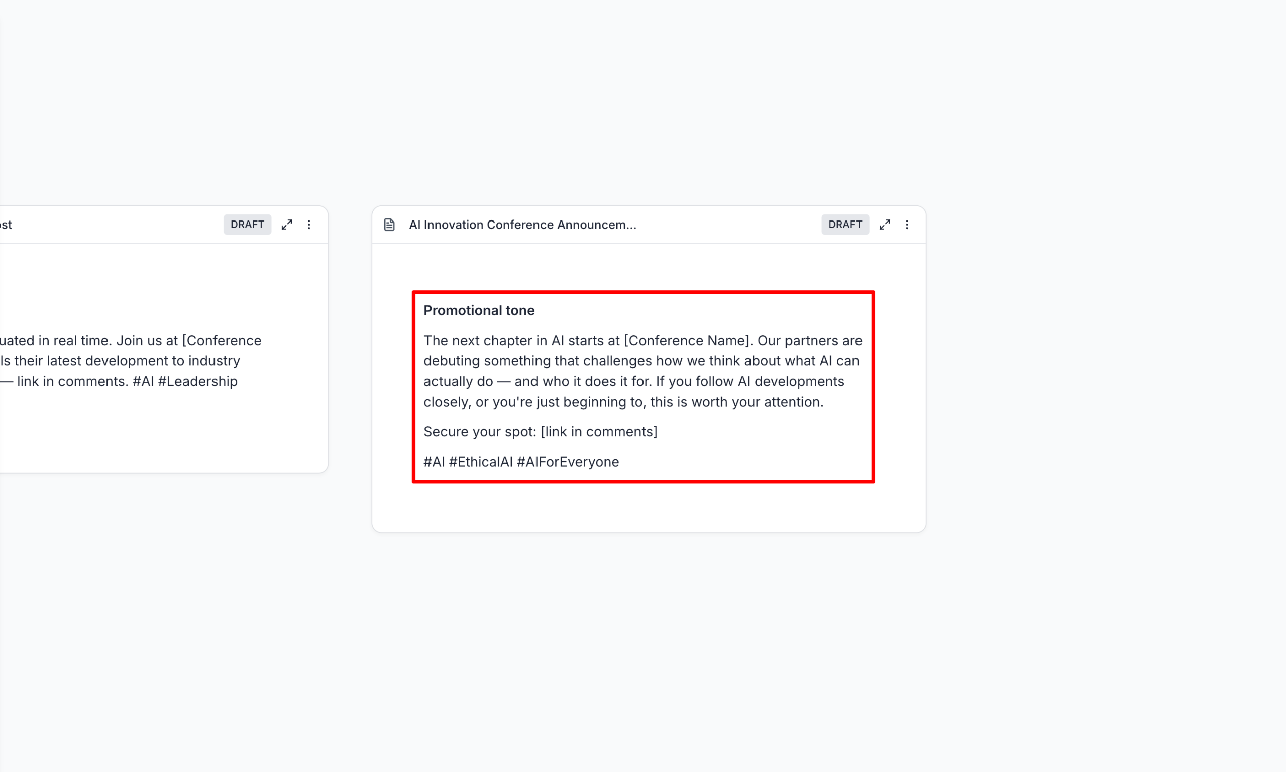 Editando texto para um post no LinkedIn com o Jasper.