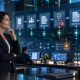 Enterprise procurement leader supervising a governed autonomous AI workflow spanning sourcing, contracts, risk checks, and invoice approval.
