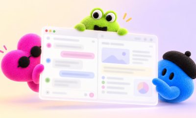 Illustrated dot agent characters gathered around a ChatGPT-style workspace window