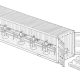 120ft concept illustration showing humanoid robots at workstations inside a shipping-container assembly line, with packed boxes on a pallet outside.