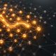 Amber signals spreading through connected AI nodes beside a distinct cyan node