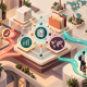 Conceptual illustration connecting benefits plans, vendor contracts, employee guidance and global program analytics.
