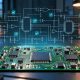 AI-generated conceptual illustration of a circuit board with schematic verification overlays