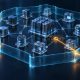 Conceptual illustration of autonomous security agents tracing attack paths through an enterprise network.