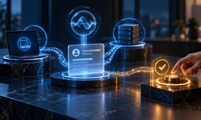 AI-led IT ticket diagnosis with human approval for endpoint changes — AI-generated illustration