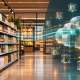 Conceptual illustration connecting retail shelves with enterprise cloud data and inventory intelligence.