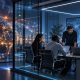 Conceptual illustration of an incident response team coordinating in a secure room beside an AI network.