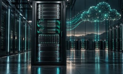 Conceptual illustration of enterprise-owned cloud infrastructure, showing an integrated server rack and glowing network connections.