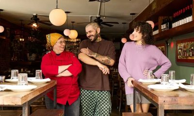 Three members of a restaurant team standing together